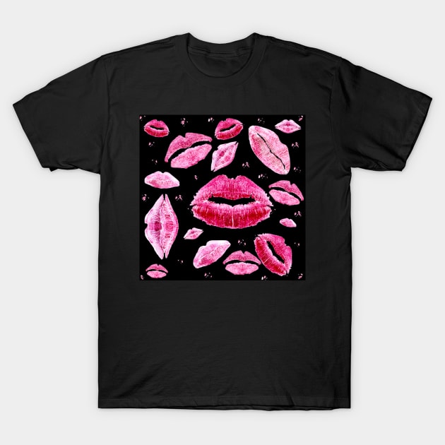 Kisses All Over (Black) T-Shirt by BlakCircleGirl